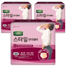디펜드 여성용 스타일 언더웨어 슬림 성인기저귀, 중형, 10개입, 3개
