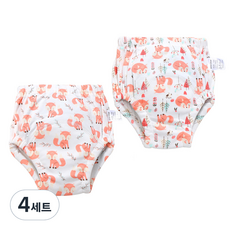 베베니즈 유아용 큐트패턴 배변훈련 팬티 2종 세트, 여우, 4세트