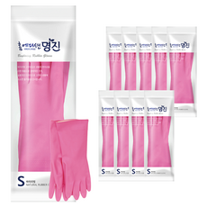 家庭版 Myungjin Viliving 橡膠手套小號 20 x 31 厘米, 粉色, 10個, S