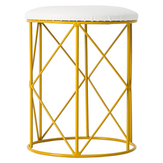 dayneeds 日需百備 碧媞幾何架椅凳/玄關凳/穿鞋椅/化妝椅 SBH-D214WH, 金色, 1個