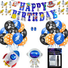 Tucovi 生日派對裝飾氣球 + 手動打氣筒 + 固定膠帶套組, 太空人 B, 1套