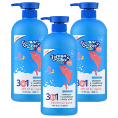 Formal Bee 兒童3合1洗潤髮沐浴乳 蜜桃香味, 1L, 3瓶