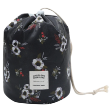 E City 圓筒化妝包收納袋 Set 3件組, 15 x 15 x 23cm, 白花