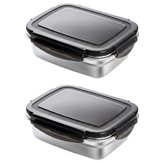 Casabeni 卡薩貝尼 無研磨劑不鏽鋼食物保鮮盒 850ml 2入, 2個
