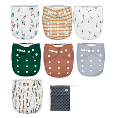 Nora's Nursery 成長型口袋式布尿布組 7條裝, 森林島嶼, 1組