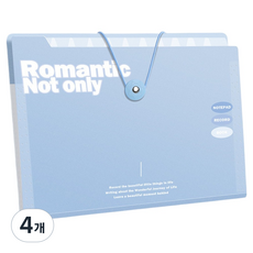 델리리움 예쁜 색감 대용량 아코디언 서류 A4 파일 케이스 8단 32 x 25 cm, 블루, 4개