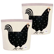 3 sprouts 收納籃 手感柔軟耐抗污 桶裝超大容量 可折疊不佔空間, 公雞, 高44.5 x 直徑43cm, 2個
