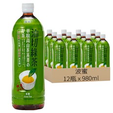 波蜜 油切綠茶, 萃取高山茶蒸菁, 無糖零熱量零脂, 茶香清韻去油膩, 980ml, 12瓶