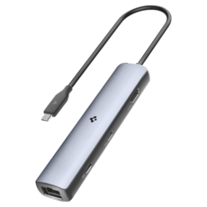 spigen USB4 8K 60Hz USB C型 6合1 多埠集線器 PD2302 ACA06193, 太空灰, 1個