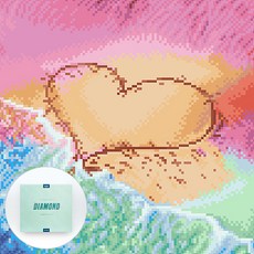 DCLARE 畫框 帆布版 鑽石畫 DIY 套組 30 x 30 cm, 沙灘上的愛心, 1個