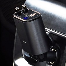 MAYTON 車用4合1捲線型快速充電器, 銀灰, PT16-3(8PIN+8PIN)