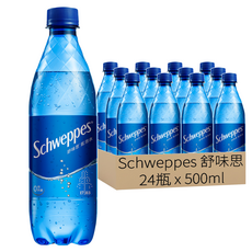 Schweppes 舒味思 氣泡水 原味 500ml 無糖 無熱量 層次氣泡創造豐富口感, 24瓶