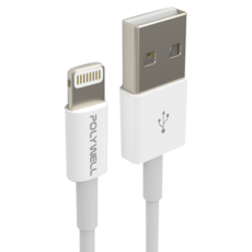 POLYWELL 寶利威爾 Type-A-Lightning 編織充電線 PW15-W45-M902, 0.5m, 灰白色, 1條