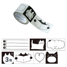 ICONIC 塗鴉自黏便條紙 便條捲 膠帶, 01 貓咪, 3個, 1張