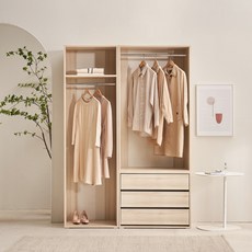 장인가구 채움 드레스룸 1400 세트B 방문설치, 크림 내추럴