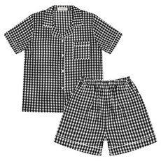 AnotherD 男士細格紋短袖睡衣套裝