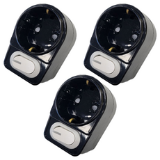 EcoPowerTap 節能型LED L型1孔延長線 PS-TS, 8.2cm, 黑色, 3個