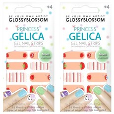 글로시블라썸 프린세스 젤리카 어린이 젤 네일 스트립, 뽐내는 토마토, 2개