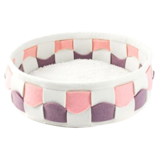 黃金貓 四季方格寵物圓窩 毛氈布羊羔絨材質 貓狗適用 建議7公斤內寵物使用, 1個, 粉紅色