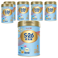 Wyeth 惠氏 S-26 資兒樂嬰兒配方奶粉 1號 再升級版 0~12個月, 850g, 6罐