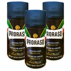 PRORASO 藍標 刮鬍泡 舒緩防護 含蘆薈維生素E 深層保濕滋潤, 300ml, 3罐