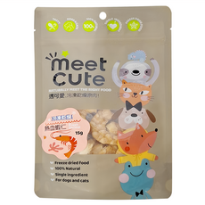 meet cute 遇可愛 凍乾原肉 犬貓用 熱血蝦仁 15g 100%天然 單一成分 凍乾食品, 1包