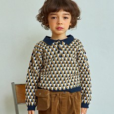 ToTo Heros 男童TH三角圖案領長袖針織T恤