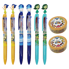 迪士尼 腦筋急轉彎 吉祥物 3色原子筆 0.5mm 3種 + 紙膠帶, B款, 2套