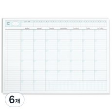 아이코닉 플로우 A4 먼슬리 플래너 패드 데스크 월간 스케줄러, 02 POWDER BLUE, 6개