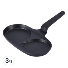 Lacena IH電磁爐用 黑色雙格雞蛋煎鍋, 3個, 25cm