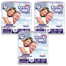 참사랑 남녀공용 실속 팬티형 성인 기저귀, 대형, 10매입, 3개