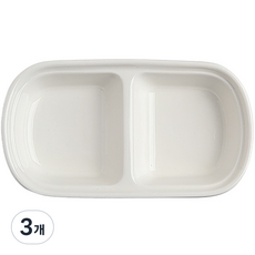 Moda Kitchen 陶瓷2格分隔盤, 白色, 3個