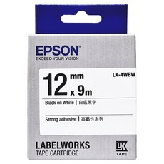EPSON 標籤帶 LK-4WBW C53S654410, 白底黑字, 12mm