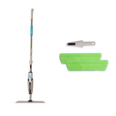 LIVING SOOP 噴霧平板拖把+超細纖維拖布2個+清潔劑1個, 1套