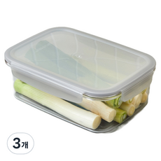 모던하우스 전자레인지 가능한 투명한 밀폐용기 그레이 1.7L, 3개, 단품