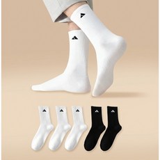 데이코지 남성용 스포츠 중목 양말 5콀레 세트, 블랙, 블랙, 화이트, 화이트, 화이트, 1세트