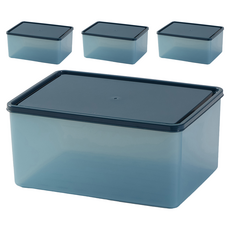 JAJU (JAJU) 柔軟保鮮密封容器 藍色 3800ml, 4個, 單品