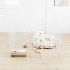 PET CHOICE 寵物絲網圍欄 23p + 門 + 連接器 36p 套組, 白色