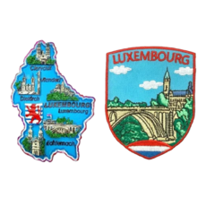 A-ONE 匯旺 盧森堡紀念品磁鐵刺繡徽章2件組 冰箱裝飾磁鐵, 大約 7.5 X 6 CM, 多色