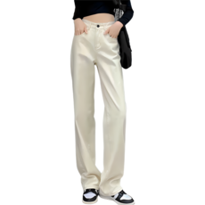 多碼高腰素面顯瘦直筒牛仔寬褲 HL885