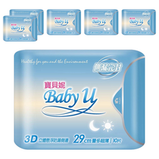 Baby u 寶貝妮 一般型超薄潔翼衛生棉, 29cm, 10片, 6包