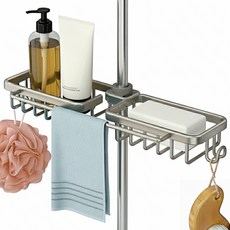 Hanbomnuri 瀝水蓮蓬頭桿架 蓮蓬頭寬版置物架, 灰色, 1個