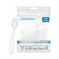 팬텍 C타입-8핀 초고속 충전 휴대용 숏케이블 27W, 1개, 화이트, 16.5cm