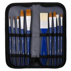 Mont Marte 蒙瑪特 不透明水彩混合毛畫筆10支組 附畫袋 方便攜帶, 1號 + 2號 + 6號 + 12號 + 3/4號 + 1號 + 8號 + 10號 + 3號 + 4號, 1組