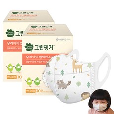 그린핑거 우리아이 입체 마스크 베이비용, 30개입, 2개, 혼합색상