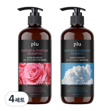 플루 네이처 앤 퍼퓸 샴푸 로즈블러썸 1000g + 베이비파우더 1000g, 4세트