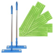 청소밀대 블루 + 극세사 고급물걸레용 스트라이프 밀대패드 3p 세트, 2세트