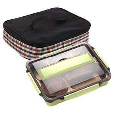 Mega 加大款 北歐304不鏽鋼分格便當盒 31 x 24 x 6cm, 綠色, 1組