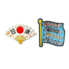 A-ONE 匯旺 日本扇子辦公磁鐵 + 日本 Q版 鯉魚旗刺繡裝飾貼 2個, 多色