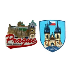 A-ONE 匯旺 2件組, 磁鐵 捷克 布拉格 + 刺繡 捷克 泰恩教堂
